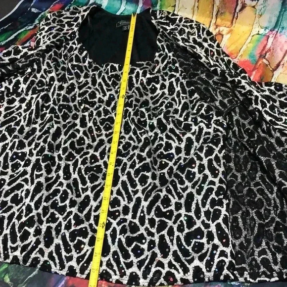 Collection dressbarn top/blouse black silver with iridescent sparkles - Picture 10 of 12